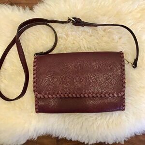 C‎ Brand Women's Maroon Red Pebbled Faux Leather Crossbody Mini Purse.